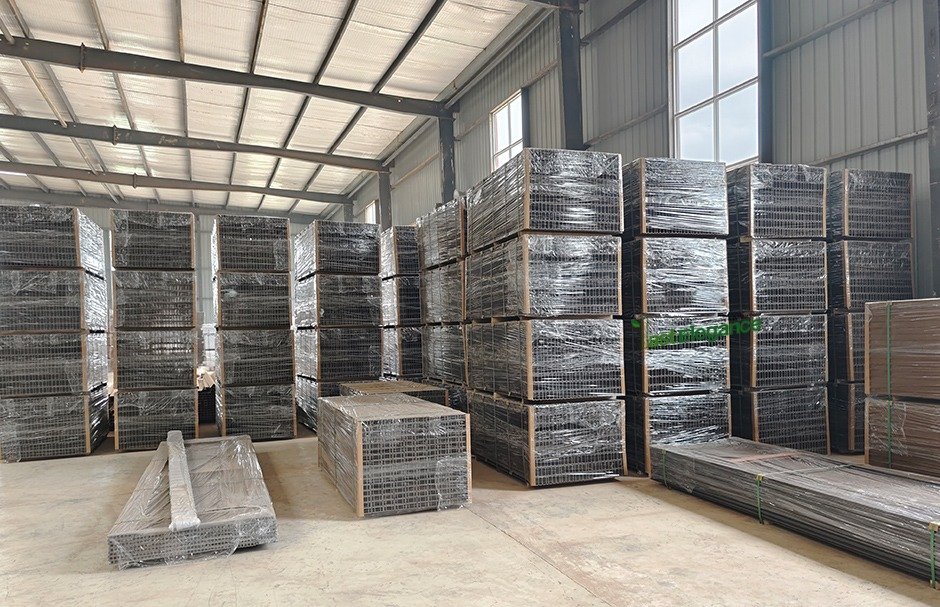 Industrial factory interior showing inventory area