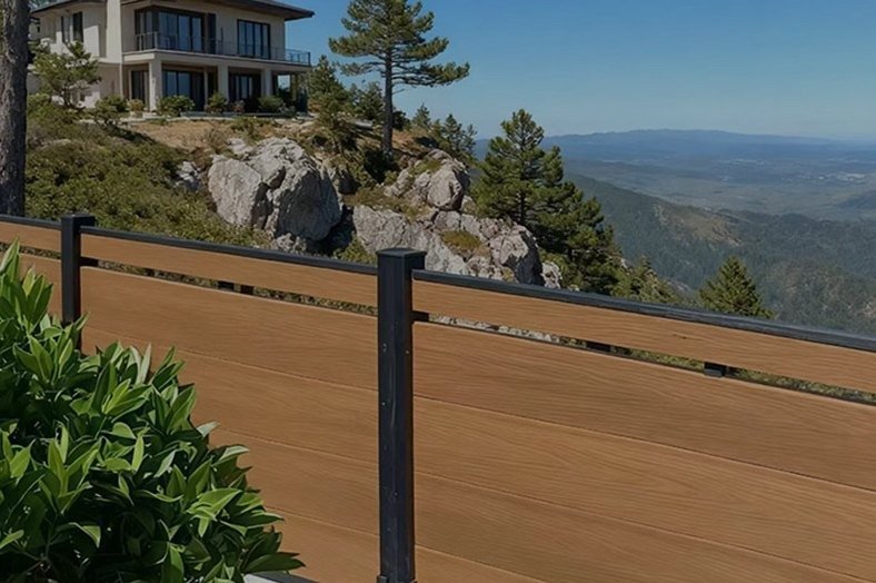 Composite fence panels for mountain balcony privacy