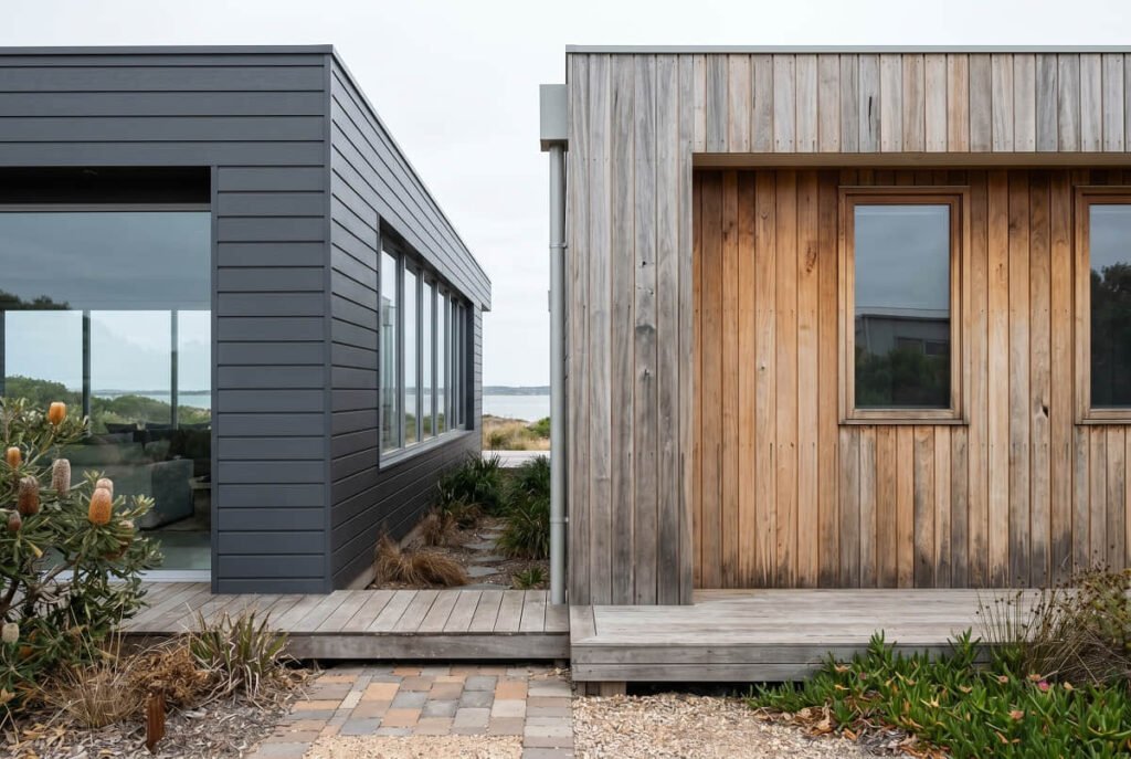 Exterior walls clad in composite cladding showing a low‑maintenance coastal home finish