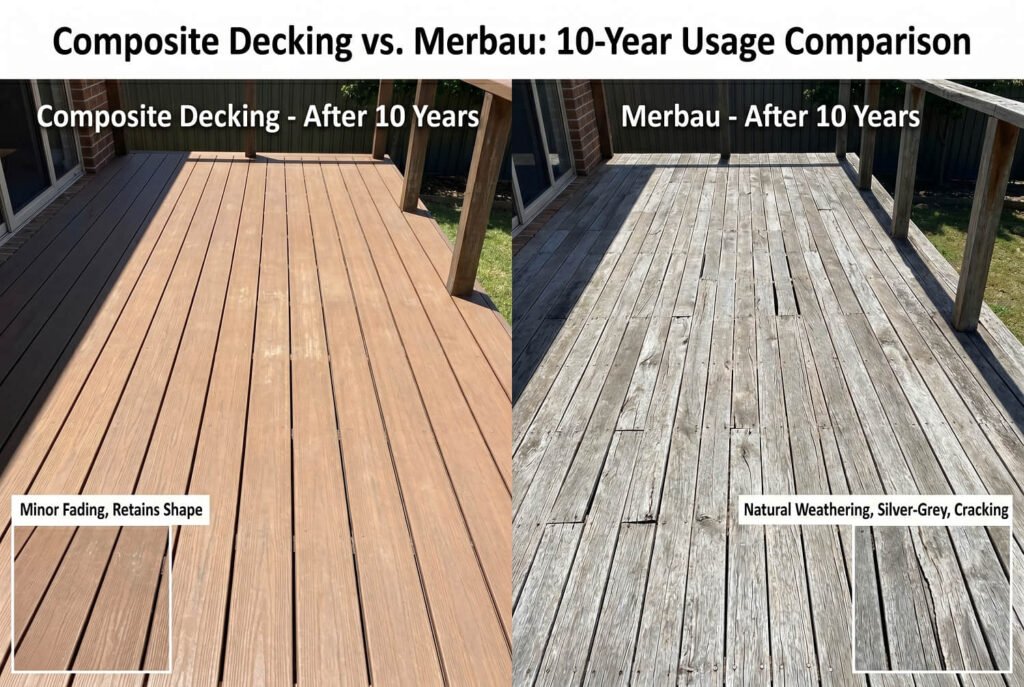 Composite Decking vs Merbau: Which is Right for You? 4 composite decking vs merbau 10 year usage comparison