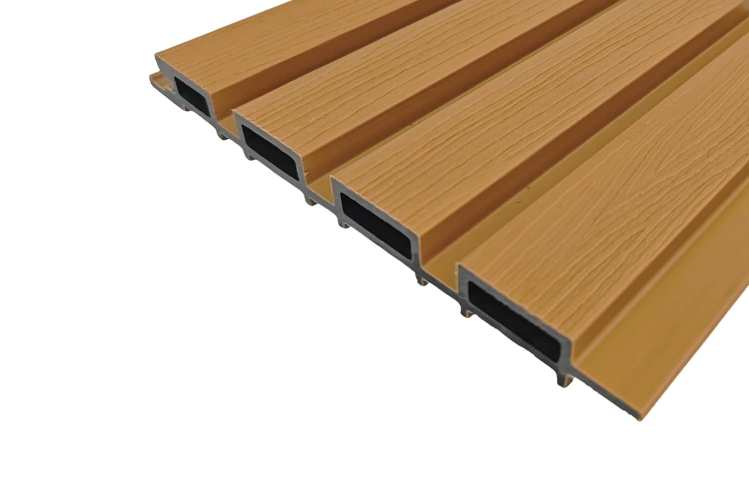 DecoGroove castellated composite cladding product profile in a timber tone