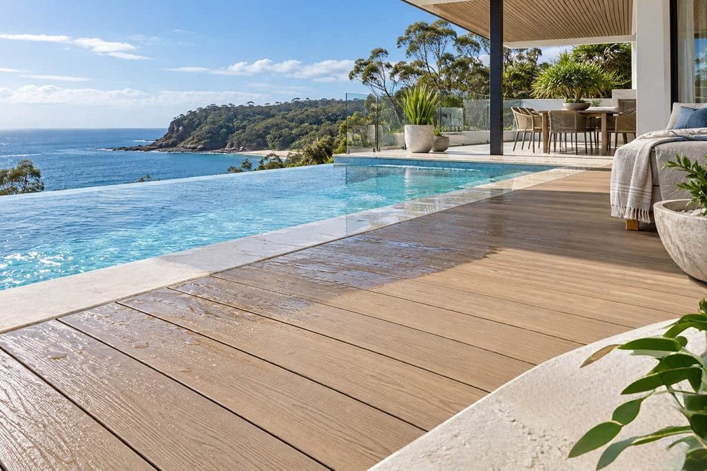 Composite Decking vs Timber and PVC: A Four-Material Comparison for Trade Buyers 2 slip resistant composite decking wet pool edge