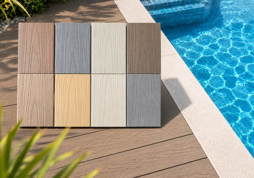 Composite Decking Around a Pool: The Australian Trade Guide 5 composite decking color samples poolside