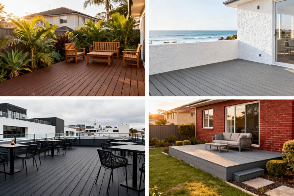Composite Decking Colours for Australian Projects 4 composite decking colours brown grey charcoal outdoor deck ideas
