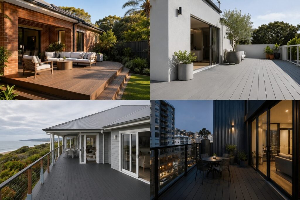Composite Decking Colours for Australian Projects 1 composite decking colours brown grey outdoor deck ideas
