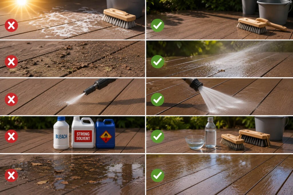 How to Clean Composite Decking: A Contractor's Care Guide 3 composite decking dos and donts
