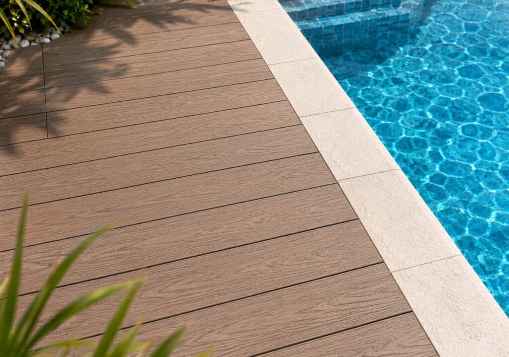 Composite Decking Around a Pool: The Australian Trade Guide 3 composite decking pool coping stone border
