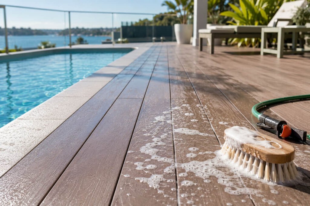 Composite Decking Around a Pool: The Australian Trade Guide 7 composite pool deck easy cleaning maintenance