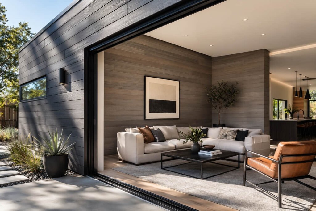 Wall Cladding Ideas for Australian Projects: 7 Composite Styles Worth Specifying 8 charcoal wall cladding indoor outdoor australian living