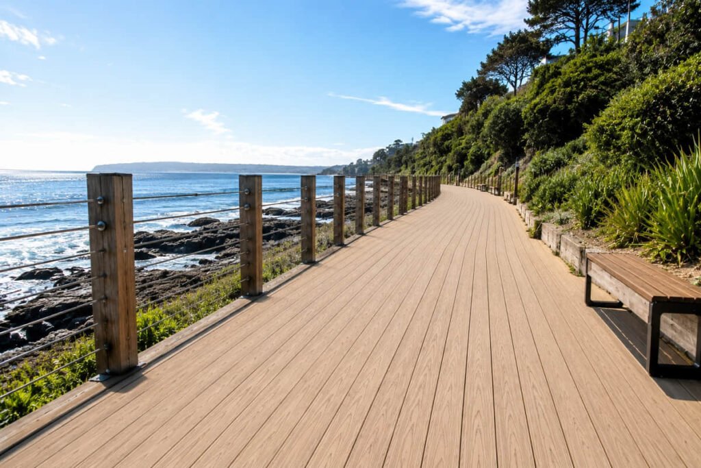 Composite Decking for Commercial Projects: Boardwalks, Restaurants and Public Spaces 2 commercial composite decking coastal boardwalk oceanfront