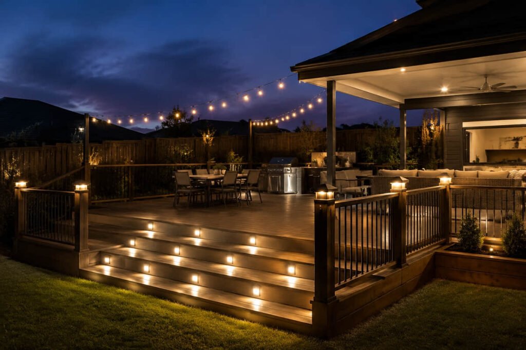 Composite deck lighting for night entertaining