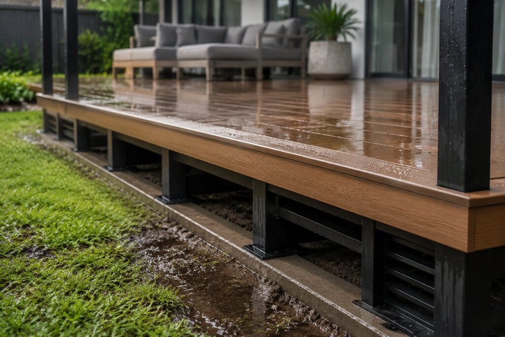 8 Common Composite Decking Installation Mistakes to Avoid 4 composite decking drainage gap wet weather