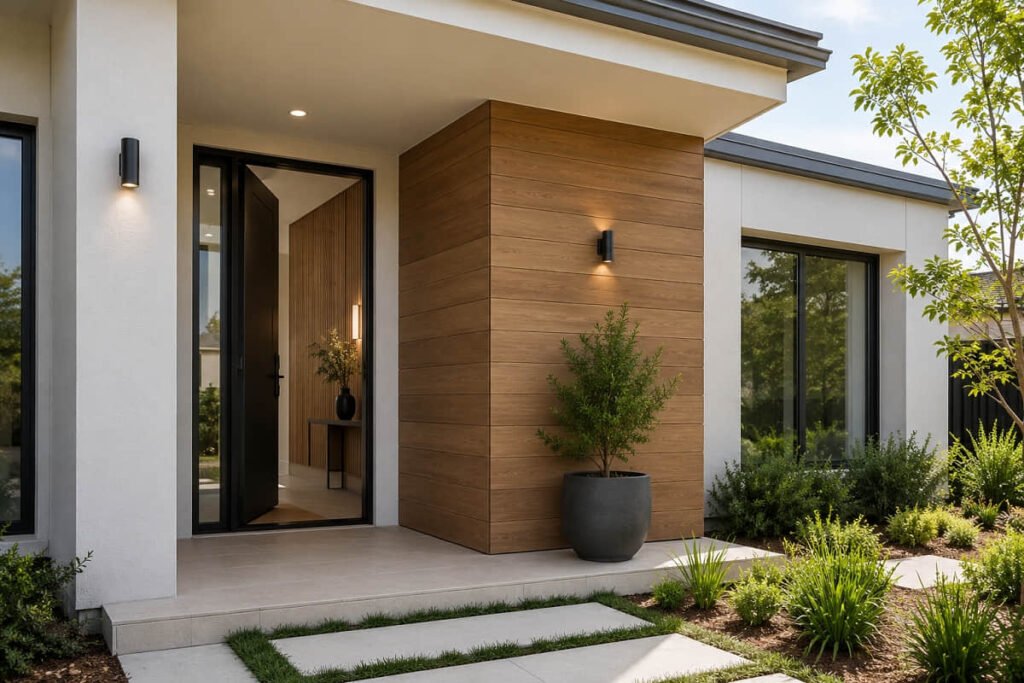Wall Cladding Ideas for Australian Projects: 7 Composite Styles Worth Specifying 7 timber feature wall cladding entry australian single storey