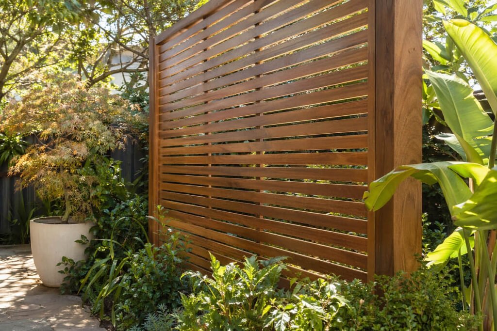 10 Outdoor Privacy Screen Ideas for Australian Backyard 3 timber slat privacy screen garden australia