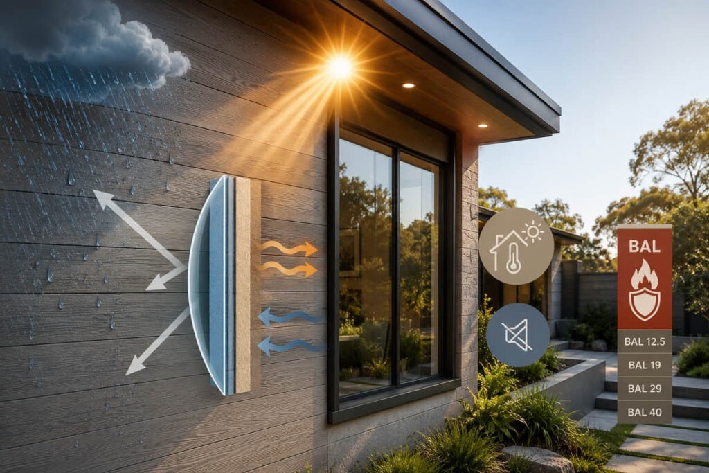 Wall Cladding Ideas for Australian Projects: 7 Composite Styles Worth Specifying 1 wall cladding performance bal rated australian bushfire zone