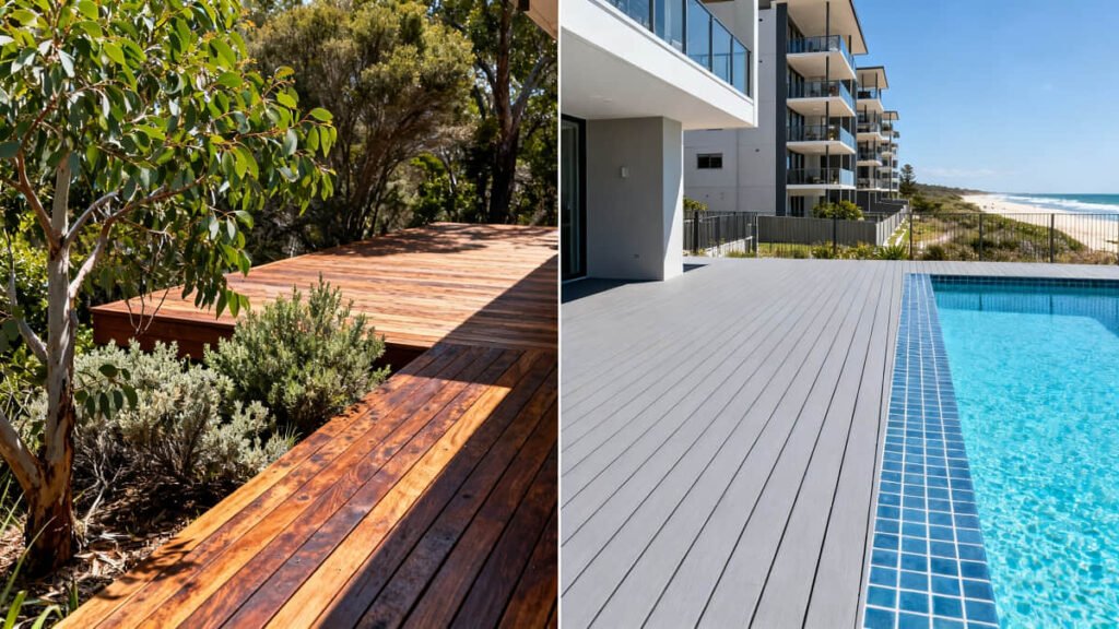weathered timber vs composite deck coastal