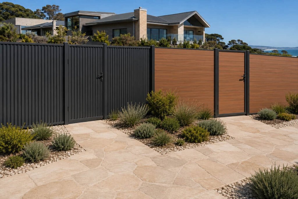 Colorbond fencing vs composite fencing at a modern Australian coastal home