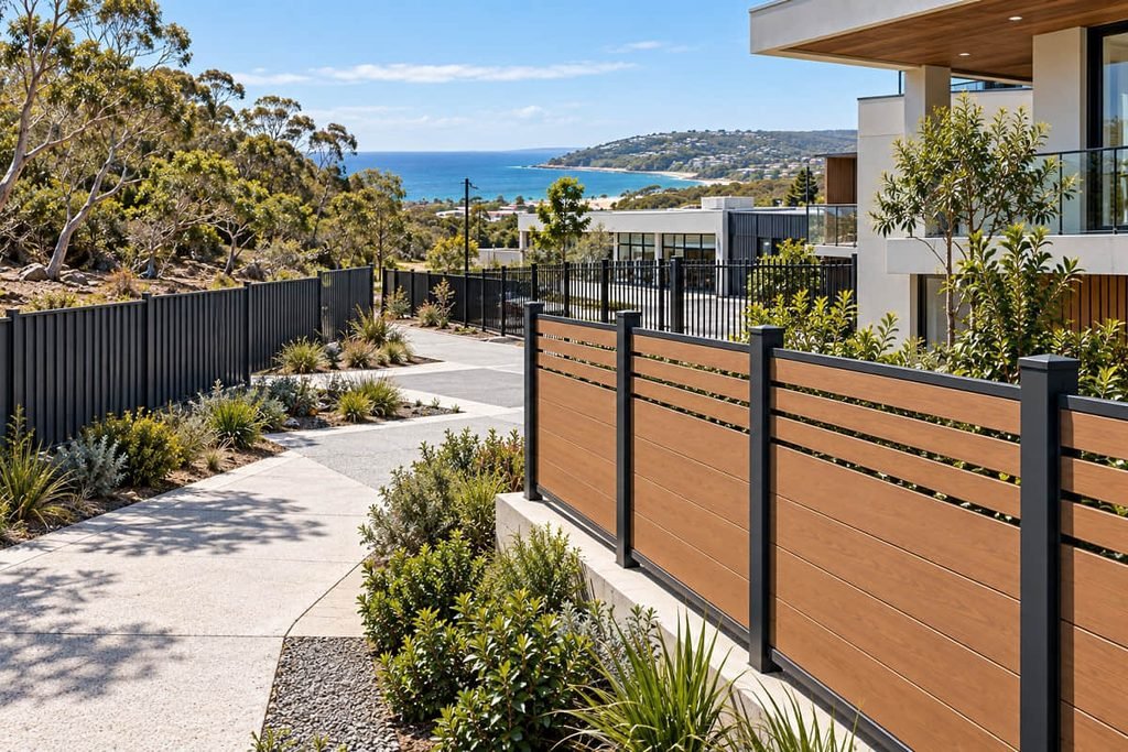 Colorbond Fencing vs Composite Fencing: Which Suits Your Project? 3 colorbond vs composite fence coastal home australia