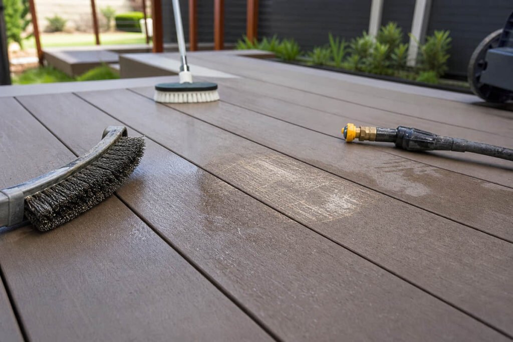 composite deck cleaning damage warning