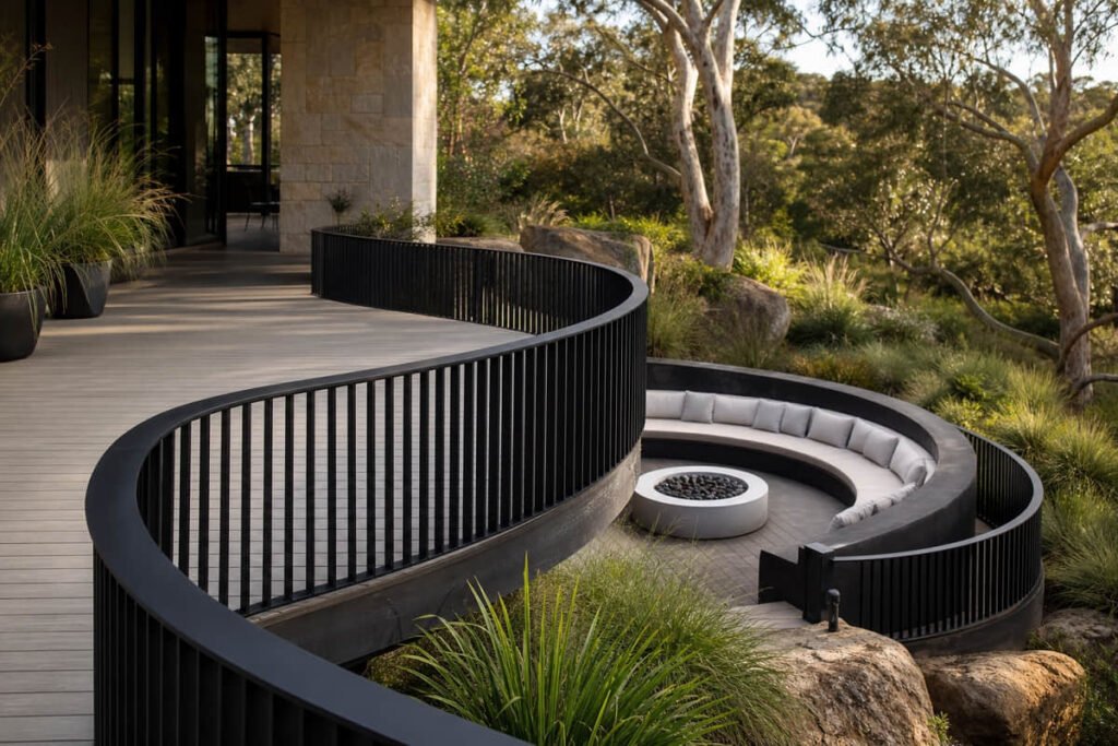 curved custom railing composite deck