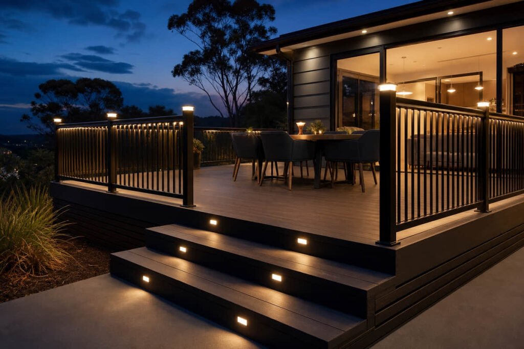 led deck railing lighting at night