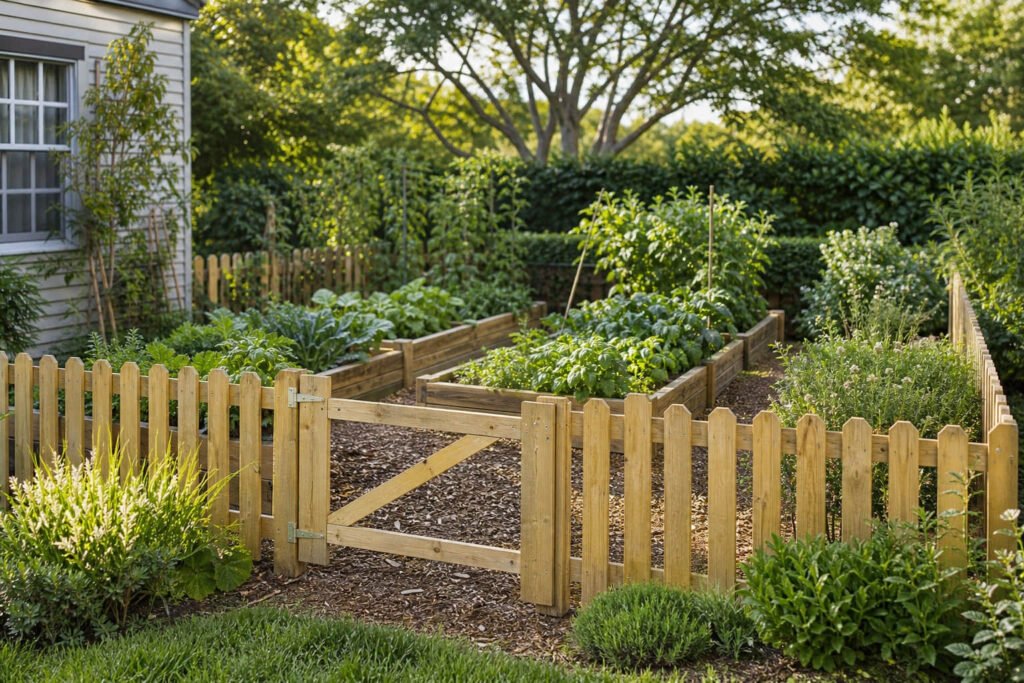 low fence around vegie beds