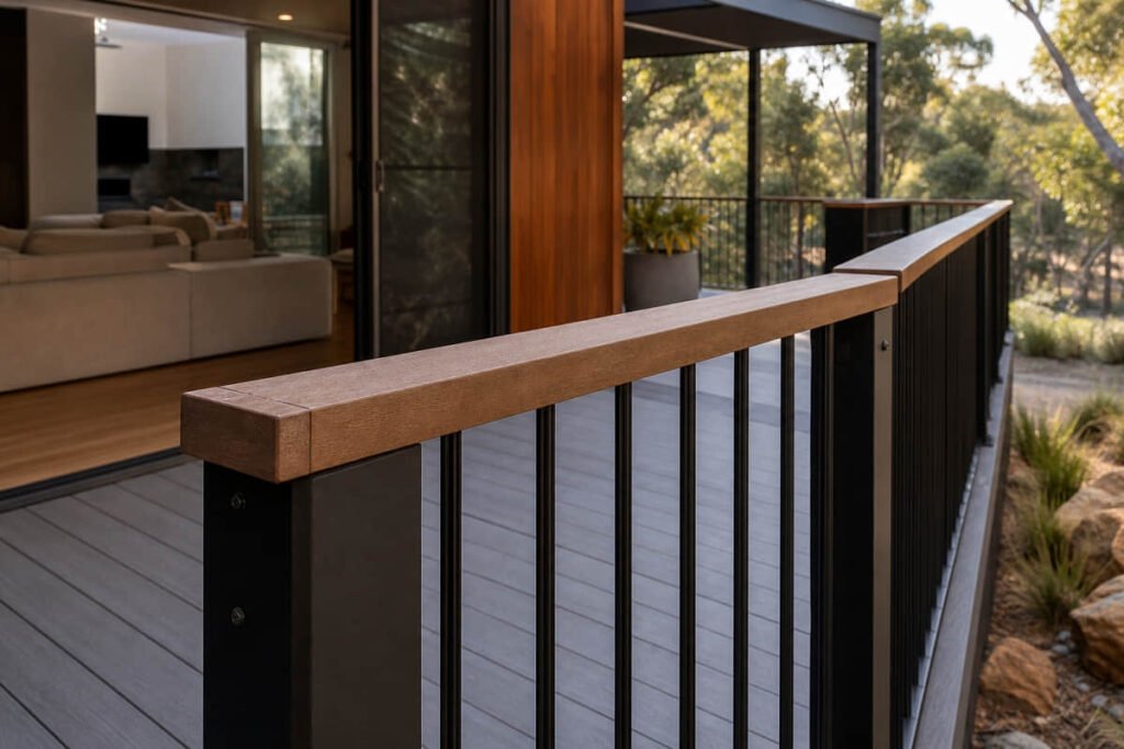 mixed material deck railing design