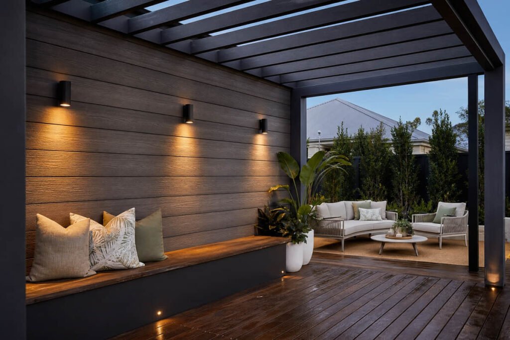 pergola ideas composite cladding wall