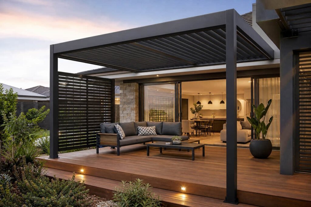 pergola ideas dark frame pergola