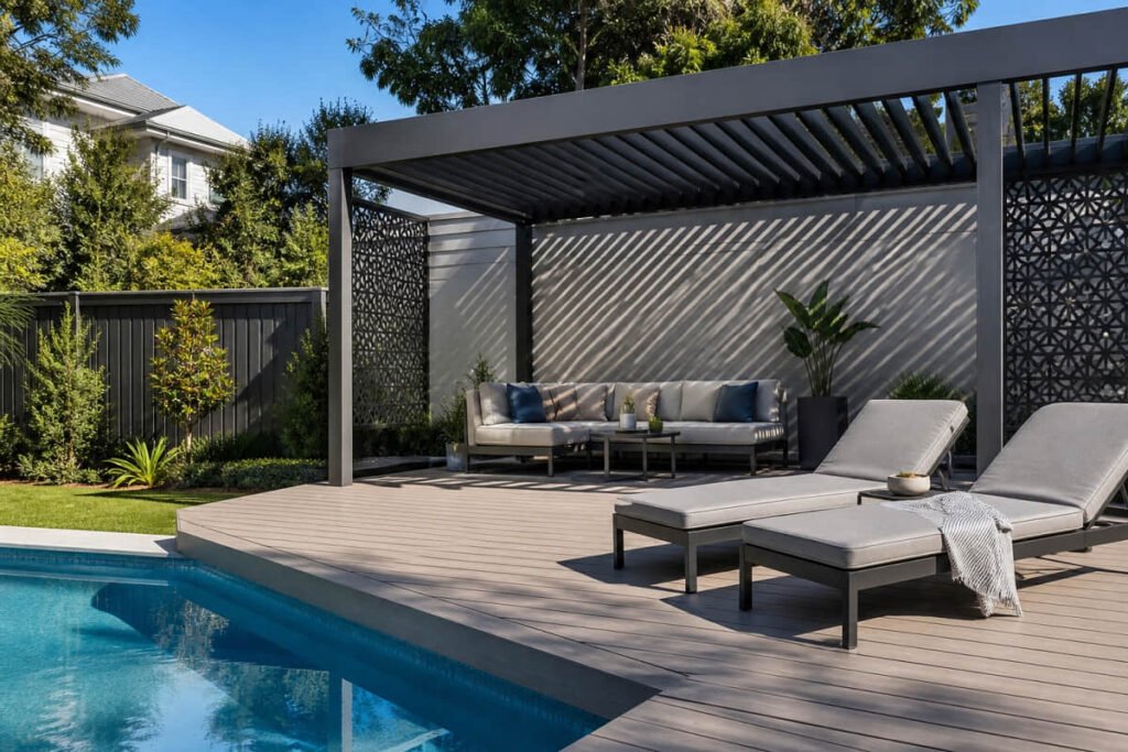 pergola ideas pool deck shade