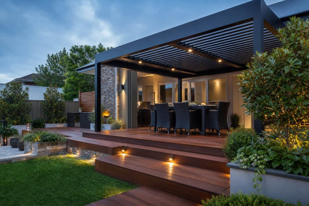 pergola ideas split level deck