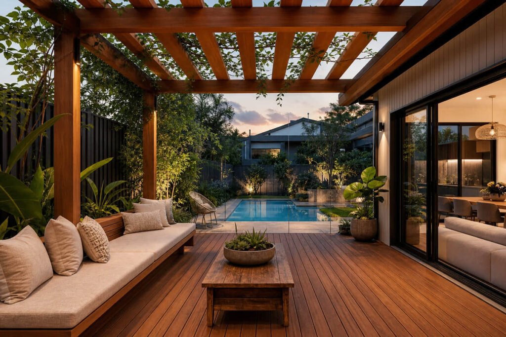 pergola ideas timber look deck
