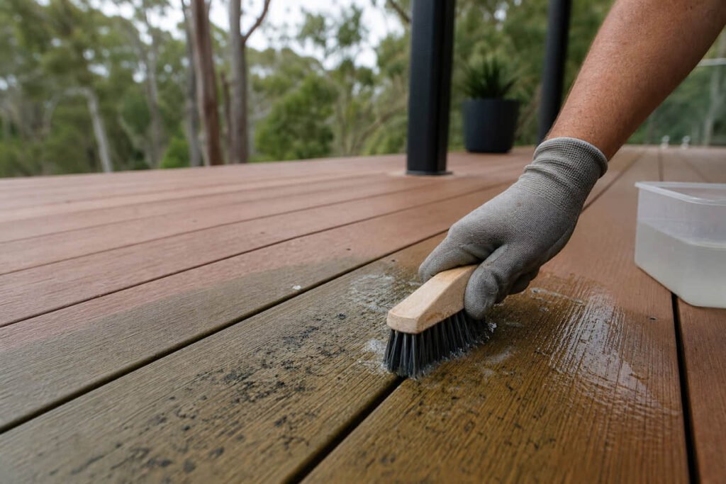 remove stubborn black spots composite deck