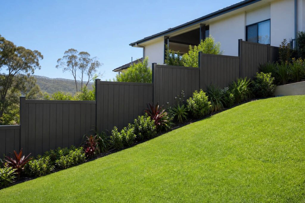 stepped fence panels sloping yard