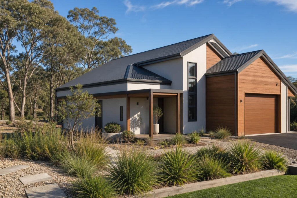 Modern Australian home finished with warm timber-look composite exterior boards