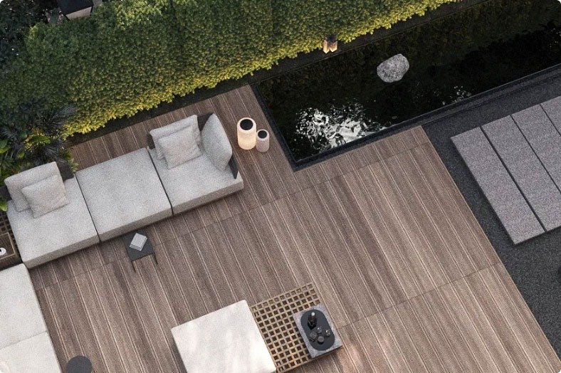 WPC decking backyard lounge with composite boards