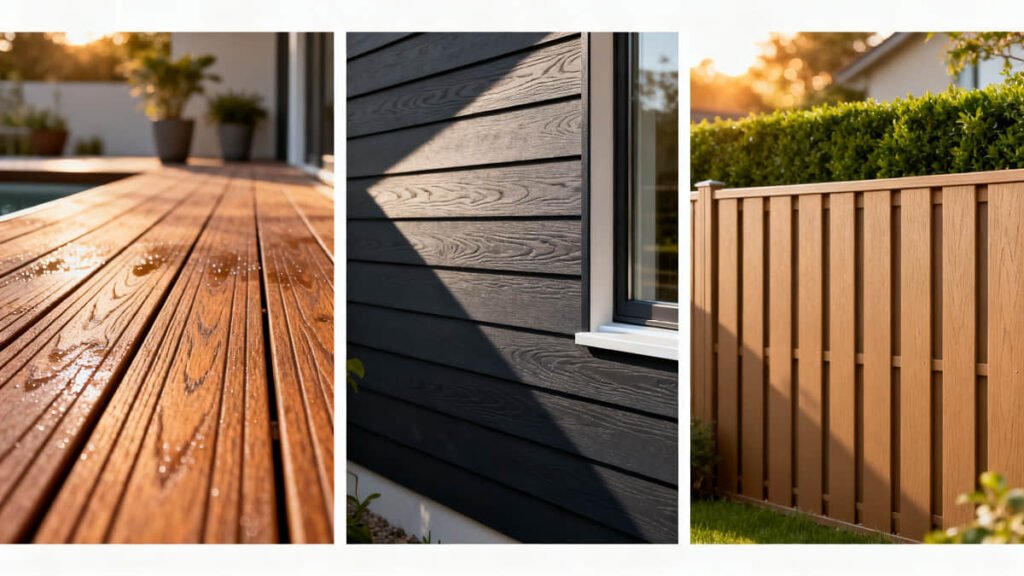 Composite building materials for decking, siding, and fencing applications