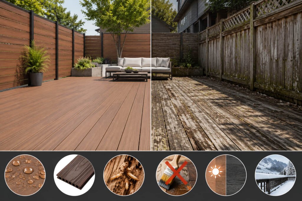Composite Building Materials: Decking, Siding & Fencing — A Trade Professional's Guide 6 composite decking vs wood deck before after