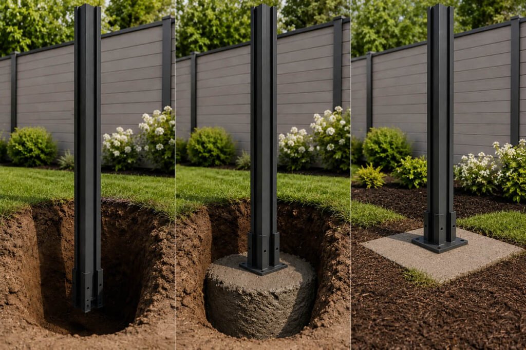 Composite Fence Installation: A Step-by-Step Guide for Contractors and Builders 2 composite fence post installation methods concrete footing