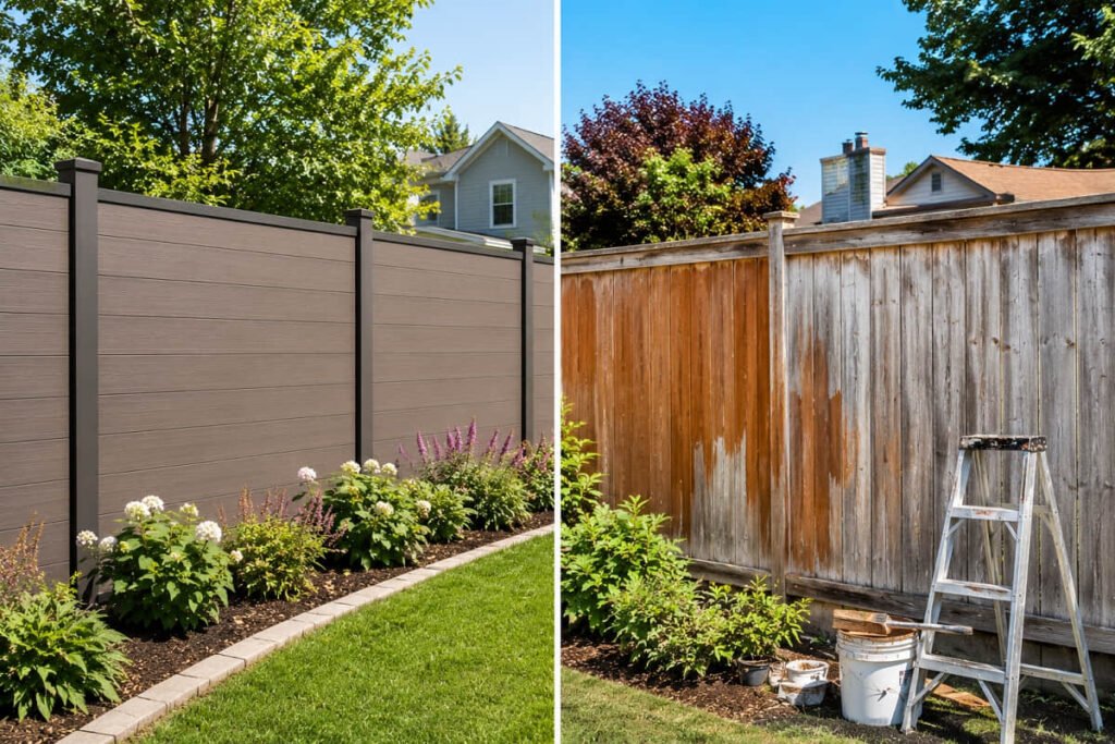 Composite Fence Installation: A Step-by-Step Guide for Contractors and Builders 4 composite fence vs wood fence before after comparison