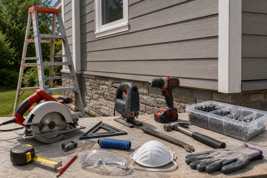 How to Install Composite Siding: Contractor's Guide 1 tools and safety gear for install composite siding