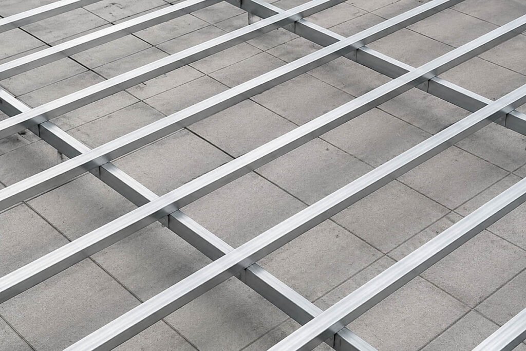 aluminum subframe grid concrete pavers composite deck base