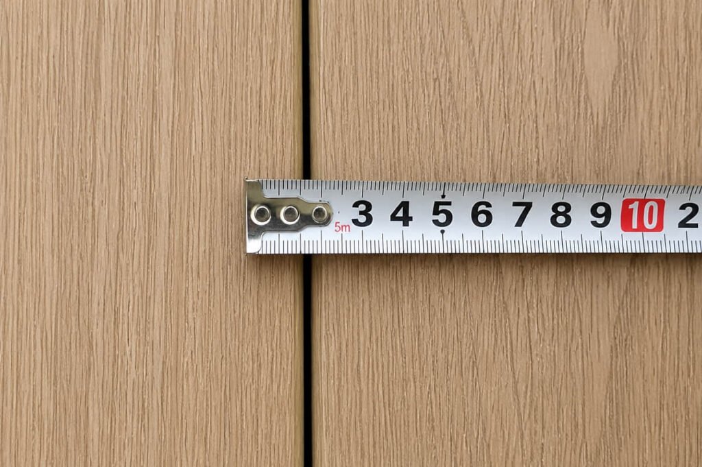 composite decking gap spacing tape measure installation