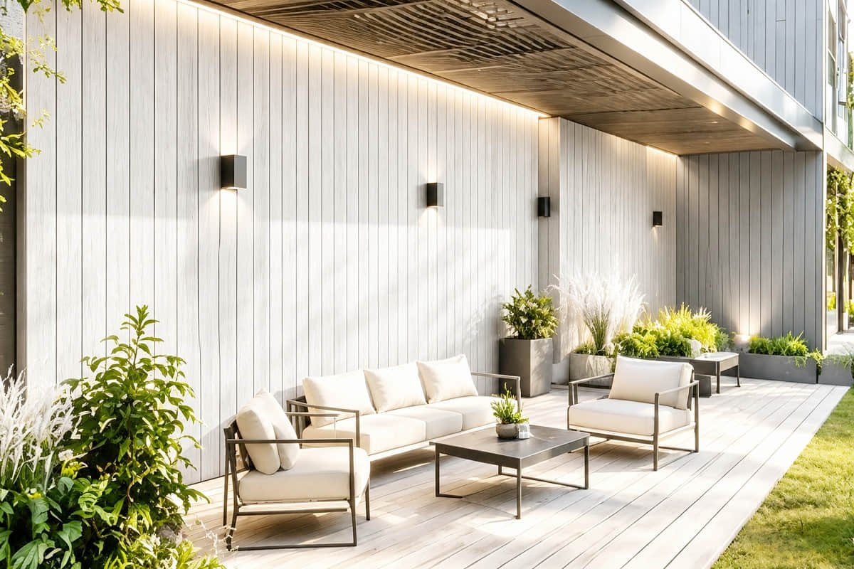 Oakling composite siding — beige wall siding interior