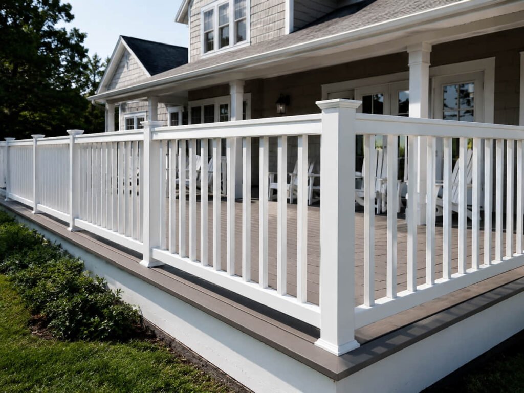 Composite, Aluminum, and Cable Deck Railing: Which System Fits Your Project? 1 white vinyl deck railing craftsman home