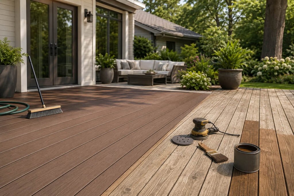 Composite Decking vs. Pressure-Treated Wood: A Guide for Trade Buyers 3 composite vs pressure treated deck maintenance