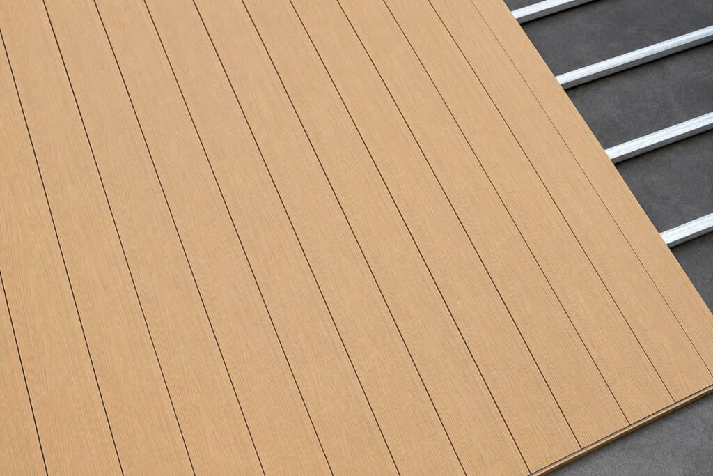 grooved composite decking over steel frame