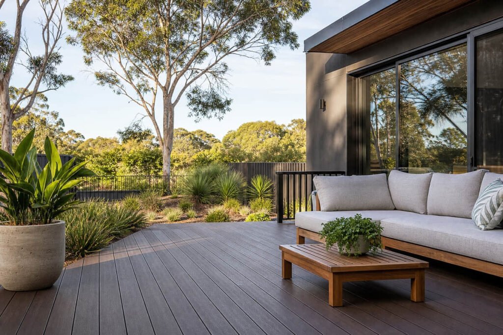 Long-lasting composite decking in an Australian backyard