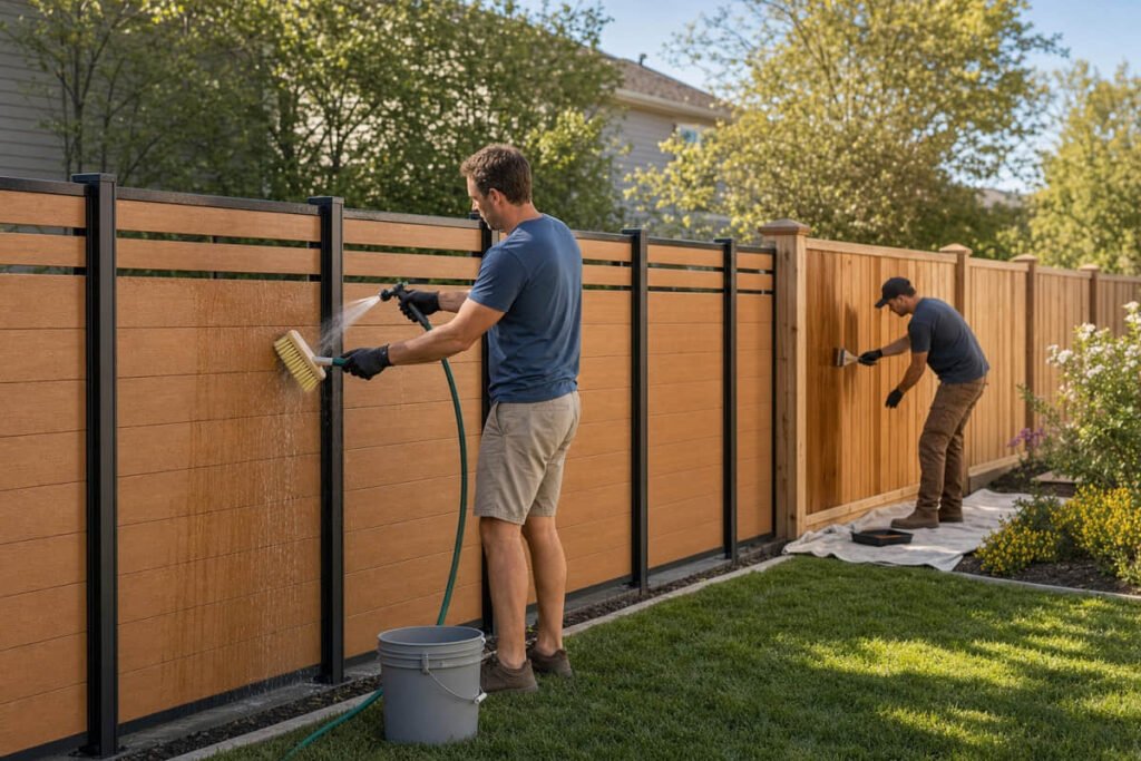 Composite Fencing vs Wood Fencing: Which Costs Less Over 15 Years? 4 low maintenance fence cleaning versus staining