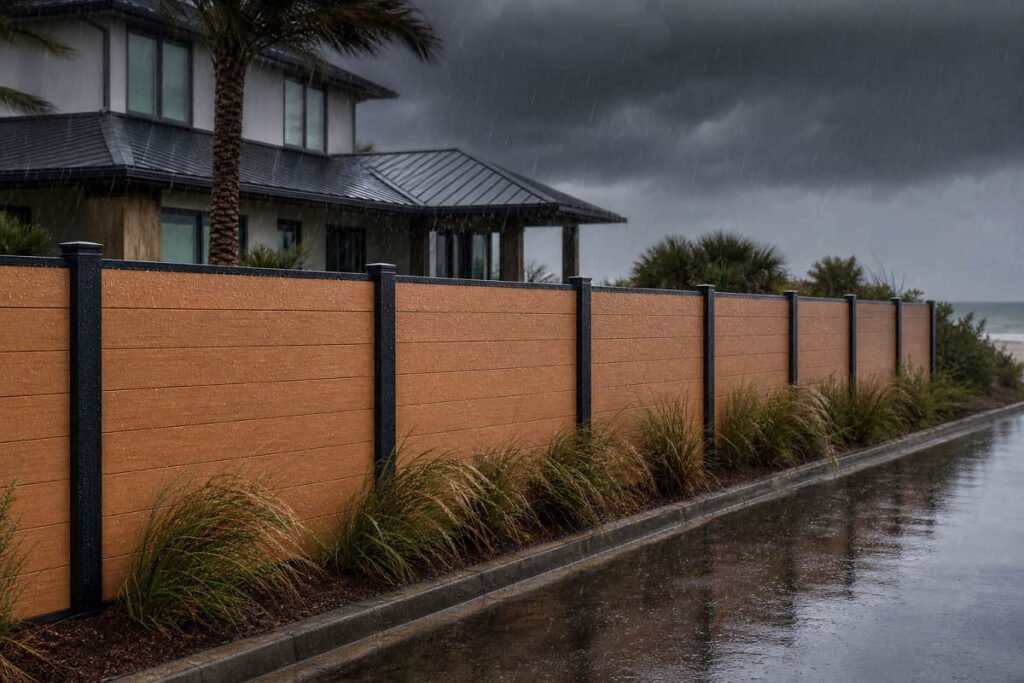 Composite Fencing vs Wood Fencing: Which Costs Less Over 15 Years? 7 storm resistant composite fencing coastal home